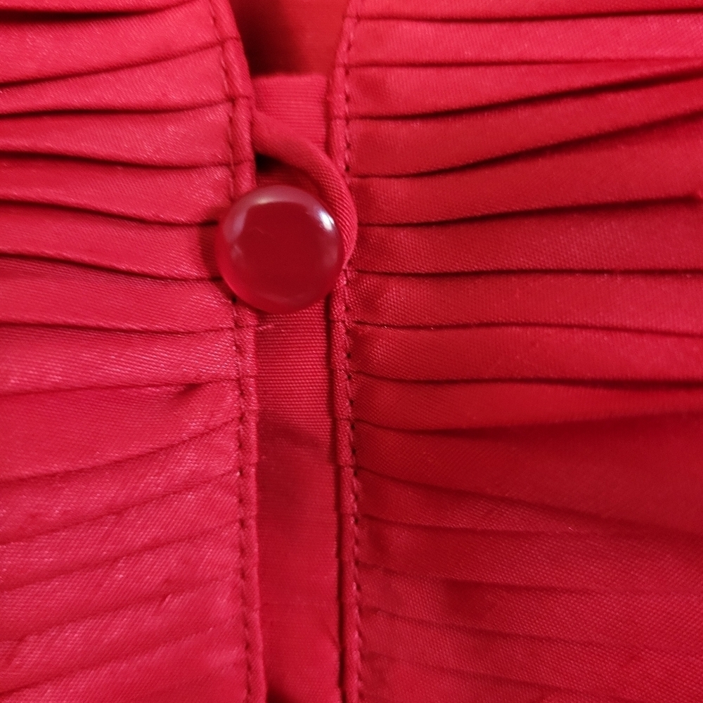 Oscar de La Renta Red Pleated Button Up Blouse Size 10 - Picture 7 of 8